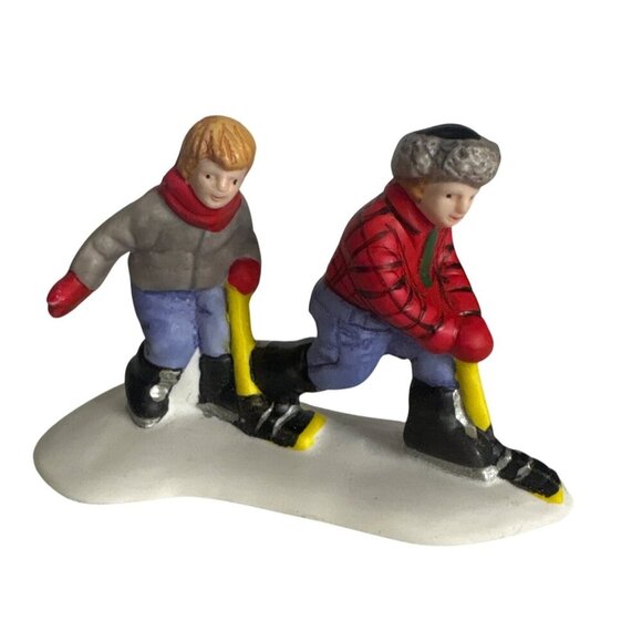 LeMax Christmas Village Hockey Players Skate Pond Hand-Painted Figurines - Picture 1 of 5